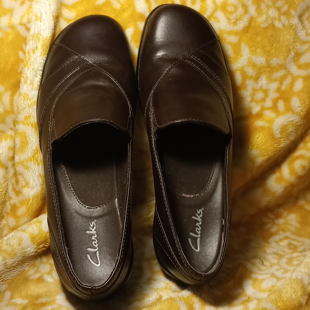 Clarks Women's Slip On Clogs Booties Shoes Size 7.5 Brown Leather 84630 0309